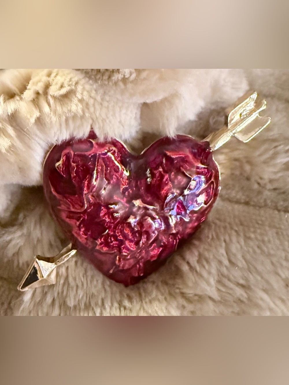 Red and Gold Heart and Arrow Brooch